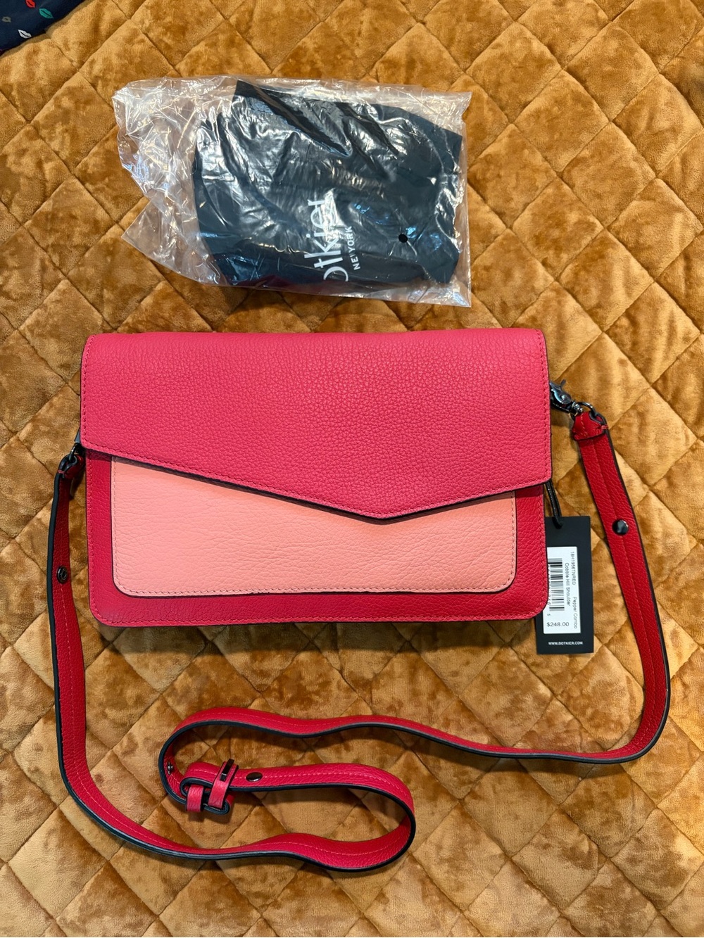 NWT Botkier Cobble Hill Pepper Combo Leather Crossbody Bag